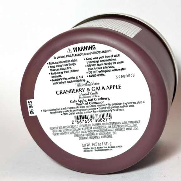 CRANBERRY GALA APPLE 3 Wick Candle - Picture 3 of 3